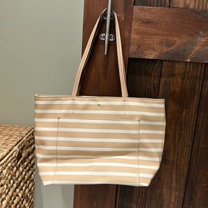 Kate Spade cream and white stripe handbag